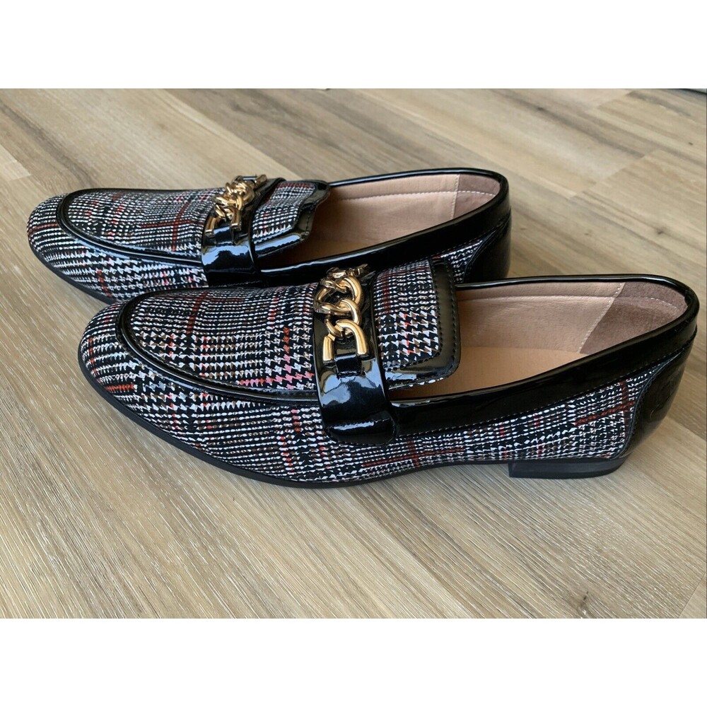 Meijiani Faux Leather Noble Loafer Shoes Slip-on Smoking Slipper Gold Link Sz 11